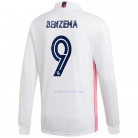 Maillot de Foot Real Madrid Karim Benzema 9 Domicile 2020-21 Manches Longues
